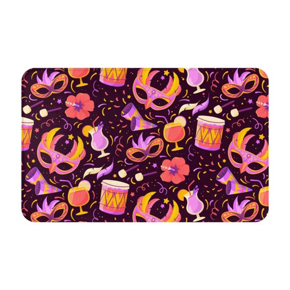 Bathroom Rugs Non Slip Washable - Festive Carnival Party Elements Kitchen Mats for Floor, Area Rugs for Entryway Rugs Indoor, Laundry Bathroom Room Door Rug with Rubber Backing 20x31.5in