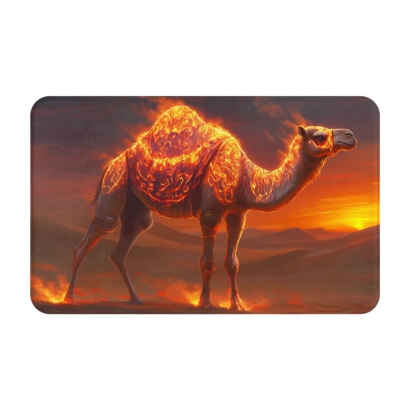 Bathroom Rugs Non Slip Washable - Fiery Desert Camel Kitchen Mats for Floor, Area Rugs for Entryway Rugs Indoor, Laundry Bathroom Room Door Rug with Rubber Backing 20x31.5in