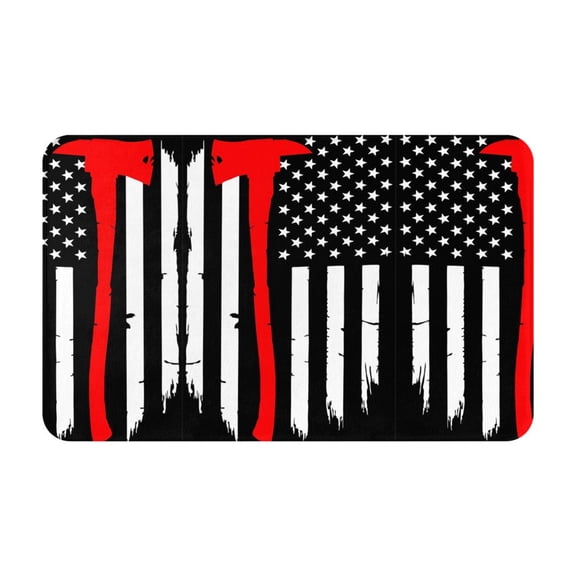 Bathroom Rugs Non Slip Washable - Firefighters USA Flag Kitchen Mats for Floor, Area Rugs for Entryway Rugs Indoor, Laundry Bathroom Room Door Rug with Rubber Backing 20x31.5in