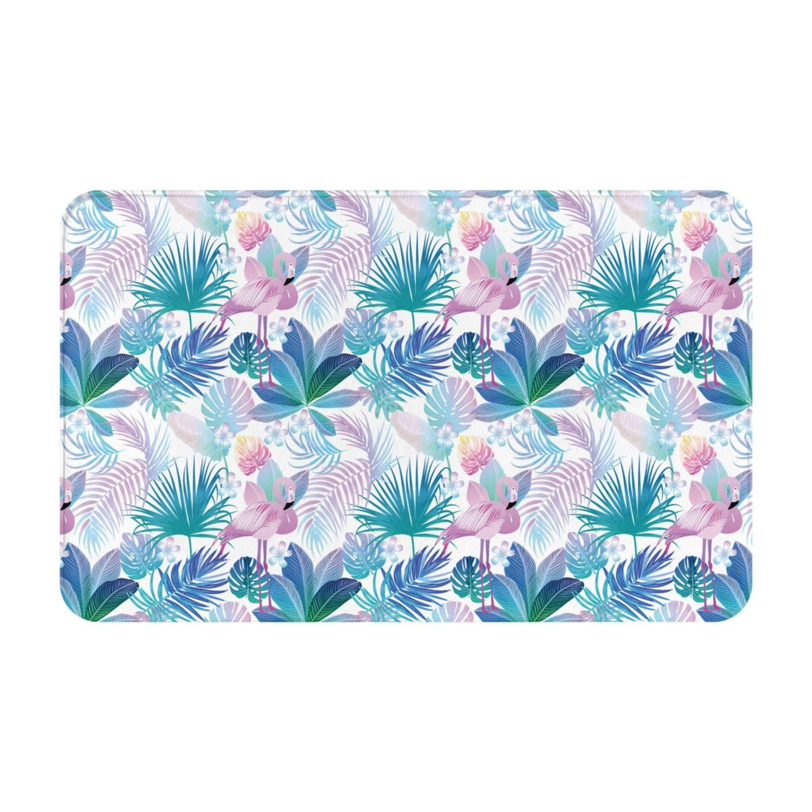Bathroom Rugs Non Slip Washable - Flamingo Palm Leaves Kitchen Mats for ...