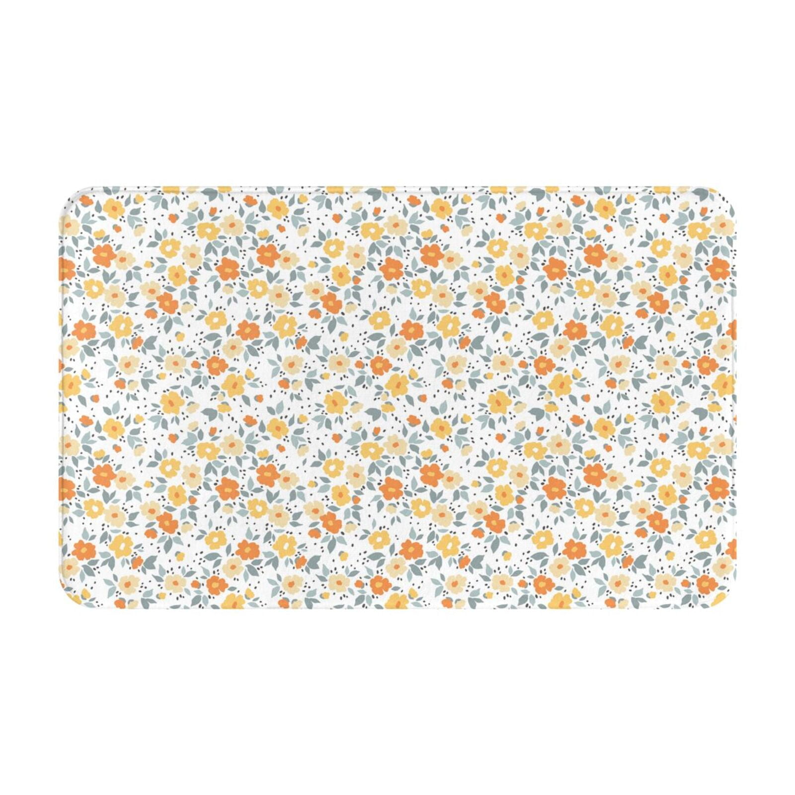 Bathroom Rugs Non Slip Washable Floral1 Kitchen Mats for Floor, Area