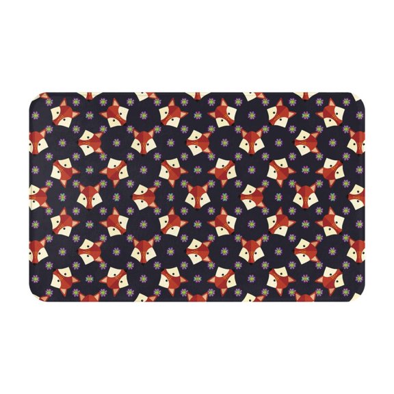 Bathroom Rugs Non Slip Washable - Fox Floral Print Kitchen Mats for Floor, Area Rugs for Entryway Rugs Indoor, Laundry Bathroom Room Door Rug with Rubber Backing 20x31.5in