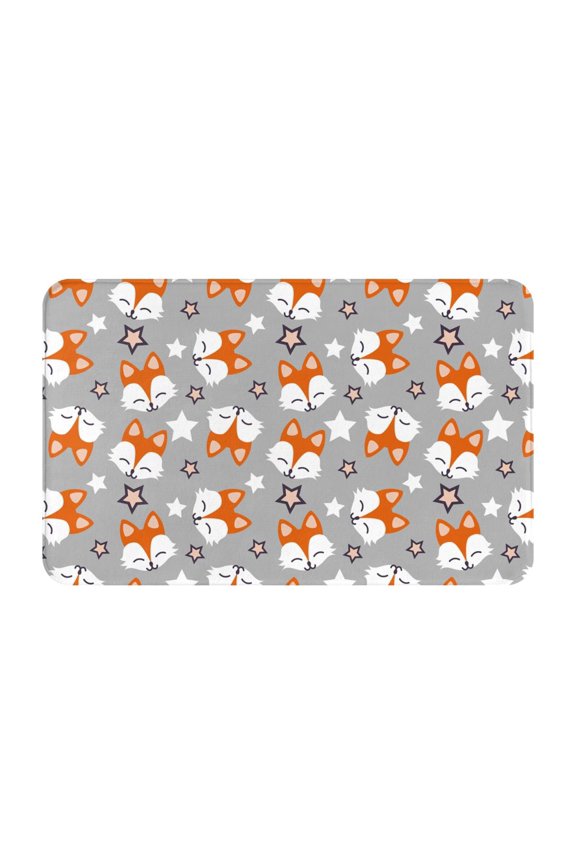 Bathroom Rugs Non Slip Washable - Fox Stars Printed Gray Kitchen Mats for Floor, Area Rugs for Entryway Rugs Indoor, Laundry Bathroom Room Door Rug with Rubber Backing 20x31.5in