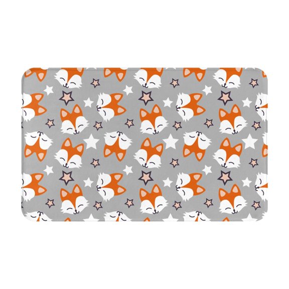Bathroom Rugs Non Slip Washable - Fox Stars Printed Gray Kitchen Mats for Floor, Area Rugs for Entryway Rugs Indoor, Laundry Bathroom Room Door Rug with Rubber Backing 20x31.5in