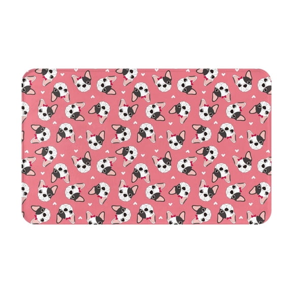 Bathroom Rugs Non Slip Washable - French Bulldog Face Kitchen Mats for Floor, Area Rugs for Entryway Rugs Indoor, Laundry Bathroom Room Door Rug with Rubber Backing 20x31.5in