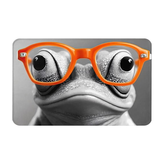 Bathroom Rugs Non Slip Washable - Frog With Geeky Glasses Kitchen Mats for Floor, Area Rugs for Entryway Rugs Indoor, Laundry Bathroom Room Door Rug with Rubber Backing 20x31.5in
