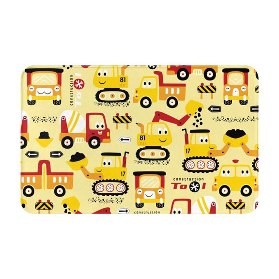 Bathroom Rugs Non Slip Washable - Funny Construction Vehicles Kitchen Mats for Floor, Area Rugs for Entryway Rugs Indoor, Laundry Bathroom Room Door Rug with Rubber Backing 20x31.5in
