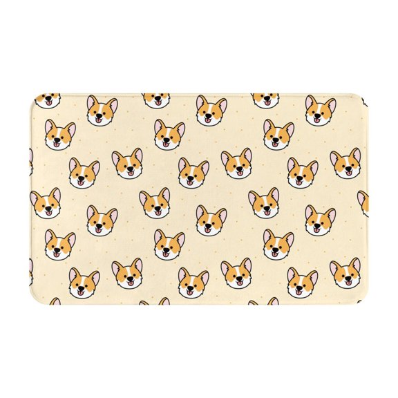 Bathroom Rugs Non Slip Washable - Funny Cute Corgi Dog Face Kitchen Mats for Floor, Area Rugs for Entryway Rugs Indoor, Laundry Bathroom Room Door Rug with Rubber Backing 20x31.5in