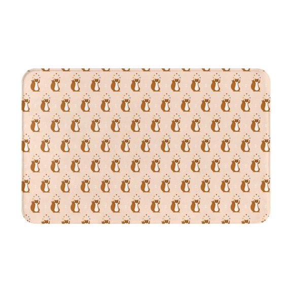 Bathroom Rugs Non Slip Washable - Funny Cute Squirrel Juggling Kitchen Mats for Floor, Area Rugs for Entryway Rugs Indoor, Laundry Bathroom Room Door Rug with Rubber Backing 20x31.5in