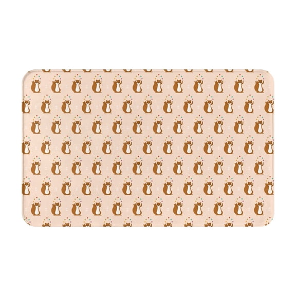 Bathroom Rugs Non Slip Washable - Funny Cute Squirrel Juggling Kitchen Mats for Floor, Area Rugs for Entryway Rugs Indoor, Laundry Bathroom Room Door Rug with Rubber Backing 20x31.5in
