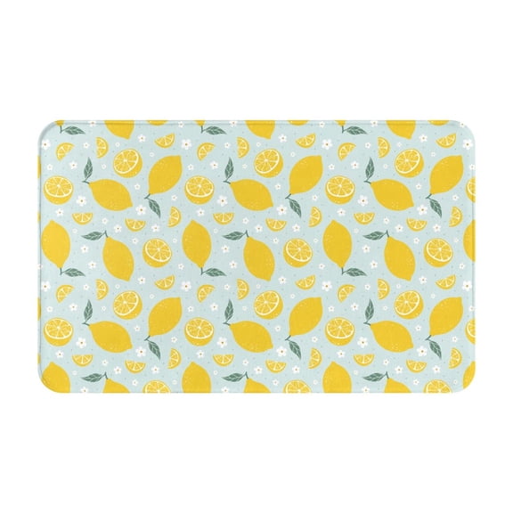 Bathroom Rugs Non Slip Washable - Funny Lemon Flower Leaves Kitchen Mats for Floor, Area Rugs for Entryway Rugs Indoor, Laundry Bathroom Room Door Rug with Rubber Backing 20x31.5in