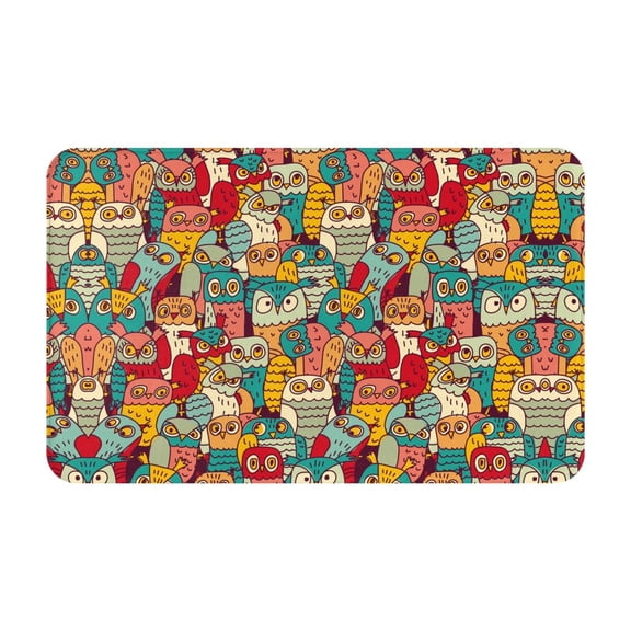 Bathroom Rugs Non Slip Washable - Funny Owl Bird Kitchen Mats for Floor, Area Rugs for Entryway Rugs Indoor, Laundry Bathroom Room Door Rug with Rubber Backing 20x31.5in