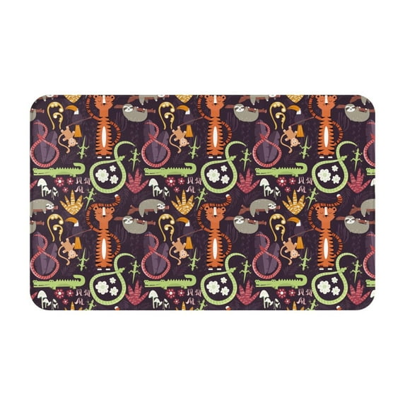 Bathroom Rugs Non Slip Washable - Funny tiger sloth Kitchen Mats for ...