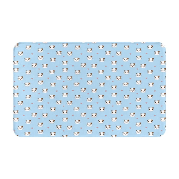 Bathroom Rugs Non Slip Washable - Glamorous Cartoon Cute Cat Face Kitchen Mats for Floor, Area Rugs for Entryway Rugs Indoor, Laundry Bathroom Room Door Rug with Rubber Backing 20x31.5in