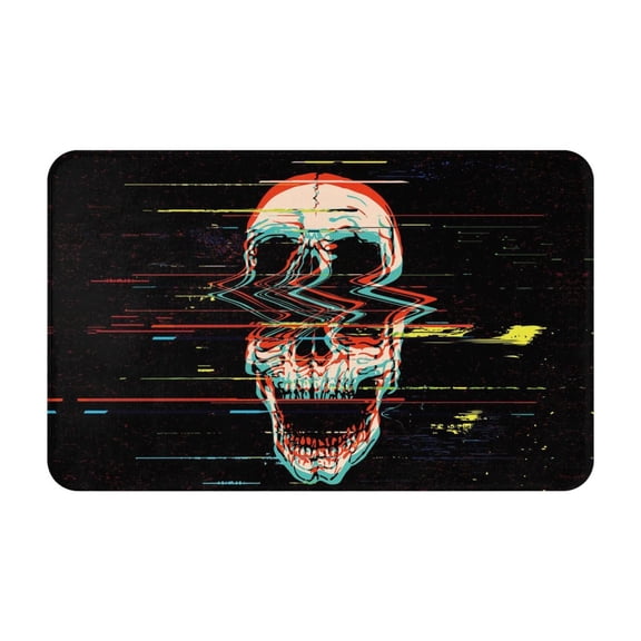 Bathroom Rugs Non Slip Washable - Glitch Screaming Skull Kitchen Mats for Floor, Area Rugs for Entryway Rugs Indoor, Laundry Bathroom Room Door Rug with Rubber Backing 20x31.5in