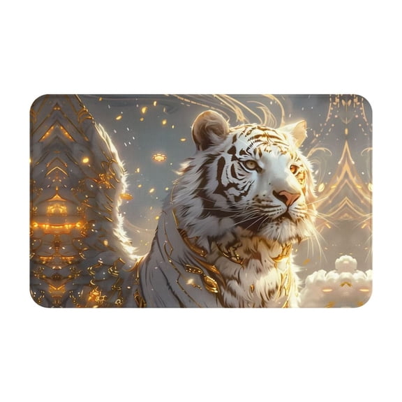 Bathroom Rugs Non Slip Washable - Golden White Tiger Kitchen Mats for Floor, Area Rugs for Entryway Rugs Indoor, Laundry Bathroom Room Door Rug with Rubber Backing 20x31.5in