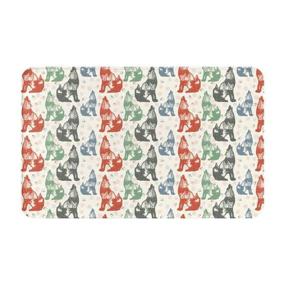 Bathroom Rugs Non Slip Washable - Gothic Cool Husky Multi Color Kitchen Mats for Floor, Area Rugs for Entryway Rugs Indoor, Laundry Bathroom Room Door Rug with Rubber Backing 20x31.5in