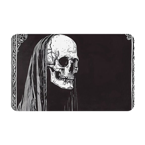 Bathroom Rugs Non Slip Washable - Gothic Skull Drape Kitchen Mats for Floor, Area Rugs for Entryway Rugs Indoor, Laundry Bathroom Room Door Rug with Rubber Backing 20x31.5in