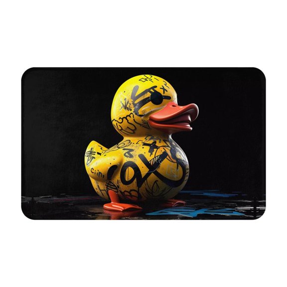 Bathroom Rugs Non Slip Washable - Graffiti Yellow Duck Kitchen Mats for Floor, Area Rugs for Entryway Rugs Indoor, Laundry Bathroom Room Door Rug with Rubber Backing 20x31.5in