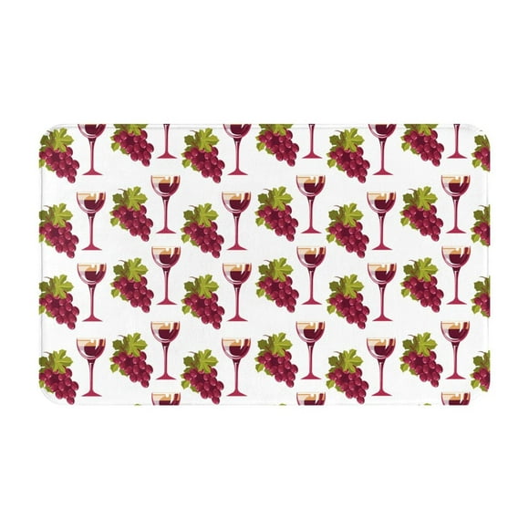 Bathroom Rugs Non Slip Washable - Grape Wine Glass Print Burgundy Kitchen Mats for Floor, Area Rugs for Entryway Rugs Indoor, Bathroom Laundry Room Door Rug with Rubber Backing 20x31.5in
