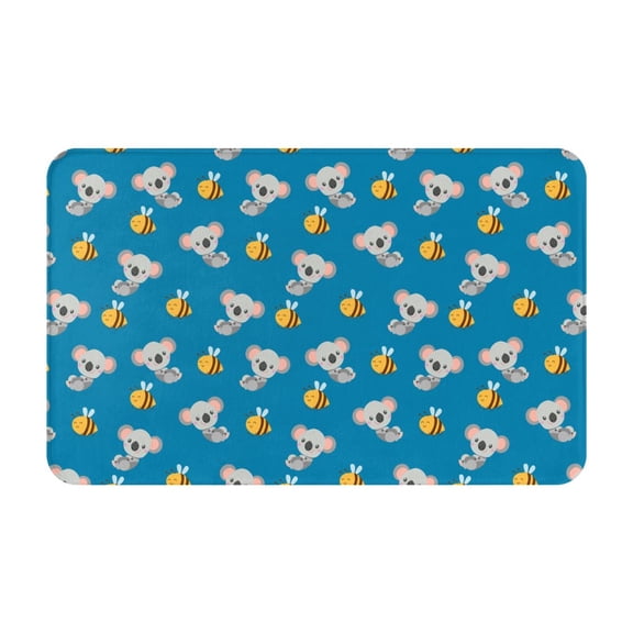 Bathroom Rugs Non Slip Washable - Gray Koala Yellow Bee Kitchen Mats for Floor, Area Rugs for Entryway Rugs Indoor, Laundry Bathroom Room Door Rug with Rubber Backing 20x31.5in
