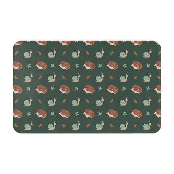 Bathroom Rugs Non Slip Washable - Green Snails Brown Hedgehogs Kitchen Mats for Floor, Area Rugs for Entryway Rugs Indoor, Laundry Bathroom Room Door Rug with Rubber Backing 20x31.5in
