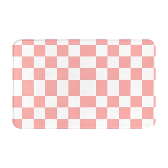 Bathroom Rugs Non Slip Washable - Groovy 70s vintage pink white Grid Kitchen Mats for Floor, Area Rugs for Entryway Rugs Indoor, Laundry Bathroom Room Door Rug with Rubber Backing 20x31.5in