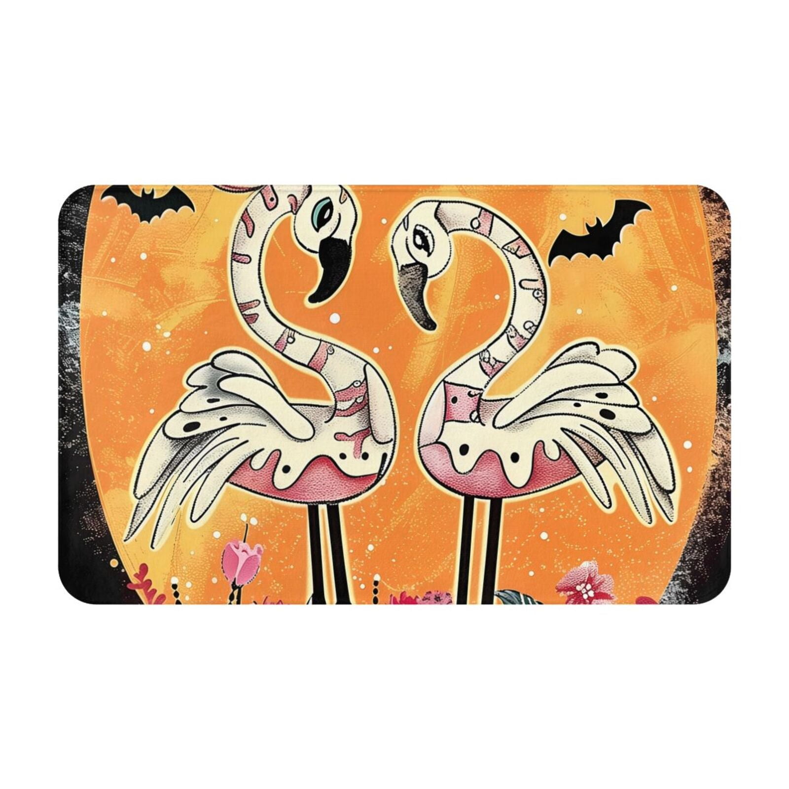Bathroom Rugs Non Slip Washable - Halloween Flamingos Kitchen Mats for ...