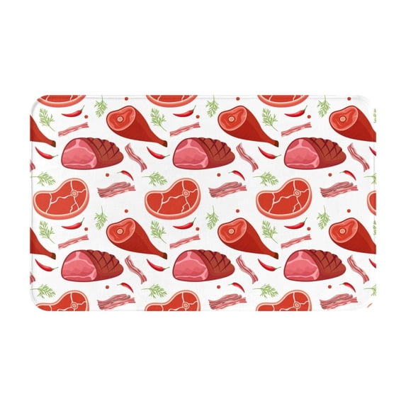 Bathroom Rugs Non Slip Washable - Ham Bacon Print Kitchen Mats for Floor, Area Rugs for Entryway Rugs Indoor, Laundry Bathroom Room Door Rug with Rubber Backing 20x31.5in