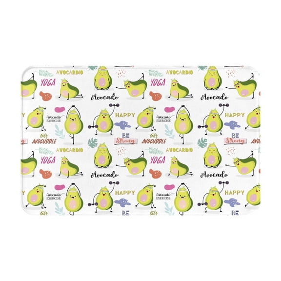 Bathroom Rugs Non Slip Washable - Happy Avocado (2) Kitchen Mats for Floor, Area Rugs for Entryway Rugs Indoor, Laundry Bathroom Room Door Rug with Rubber Backing 20x31.5in