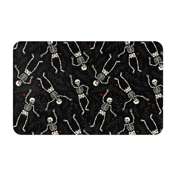Bathroom Rugs Non Slip Washable - Happy Skeletons Dancing Kitchen Mats for Floor, Area Rugs for Entryway Rugs Indoor, Laundry Bathroom Room Door Rug with Rubber Backing 20x31.5in
