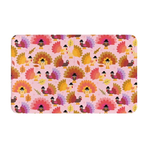 Bathroom Rugs Non Slip Washable - Happy Thanksgiving Turkey Kitchen Mats for Floor, Area Rugs for Entryway Rugs Indoor, Laundry Bathroom Room Door Rug with Rubber Backing 20x31.5in