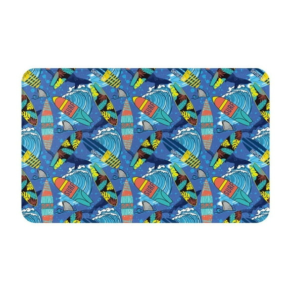 Bathroom Rugs Non Slip Washable - Hawaiian Style Shark Wave Skateboard Kitchen Mats for Floor, Area Rugs for Entryway Rugs Indoor, Laundry Bathroom Room Door Rug with Rubber Backing 20x31.5in