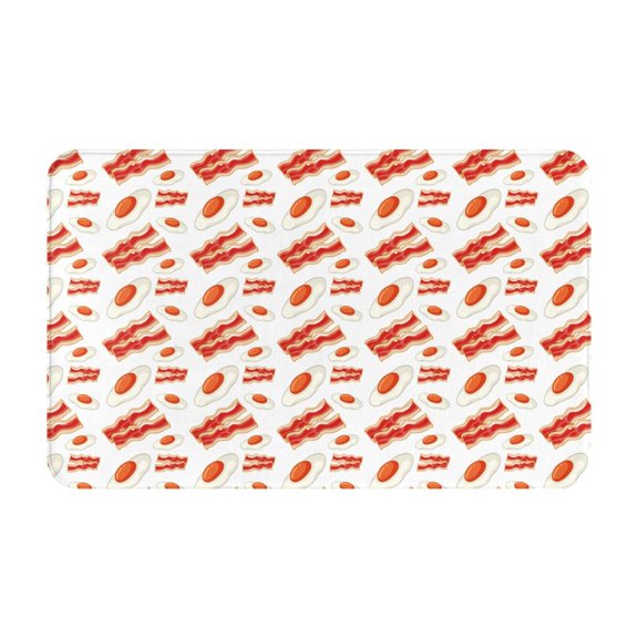 Bathroom Rugs Non Slip Washable - Hobo Eggs Bacon Print Red White Kitchen Mats for Floor, Area Rugs for Entryway Rugs Indoor, Laundry Bathroom Room Door Rug with Rubber Backing 20x31.5in
