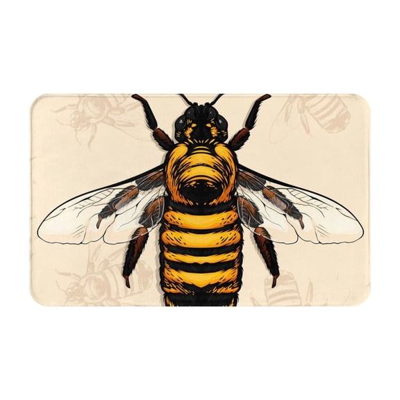 Bathroom Rugs Non Slip Washable - Honey Bee Kitchen Mats for Floor, Area Rugs for Entryway Rugs Indoor, Laundry Bathroom Room Door Rug with Rubber Backing 20x31.5in
