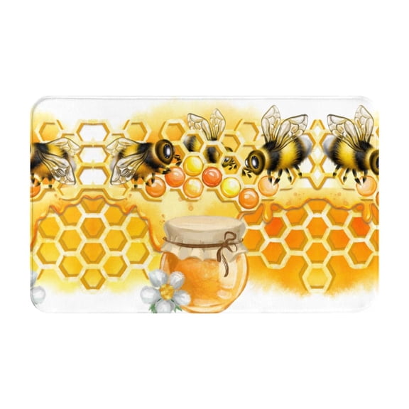 Bathroom Rugs Non Slip Washable - Honey Bee Kitchen Mats for Floor, Area Rugs for Entryway Rugs Indoor, Laundry Bathroom Room Door Rug with Rubber Backing 20x31.5in