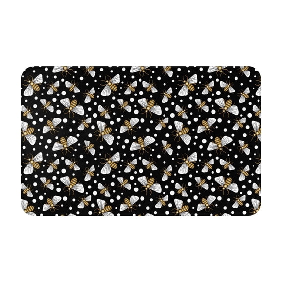 Bathroom Rugs Non Slip Washable - Honey Bees at Night Kitchen Mats for Floor, Area Rugs for Entryway Rugs Indoor, Laundry Bathroom Room Door Rug with Rubber Backing 20x31.5in