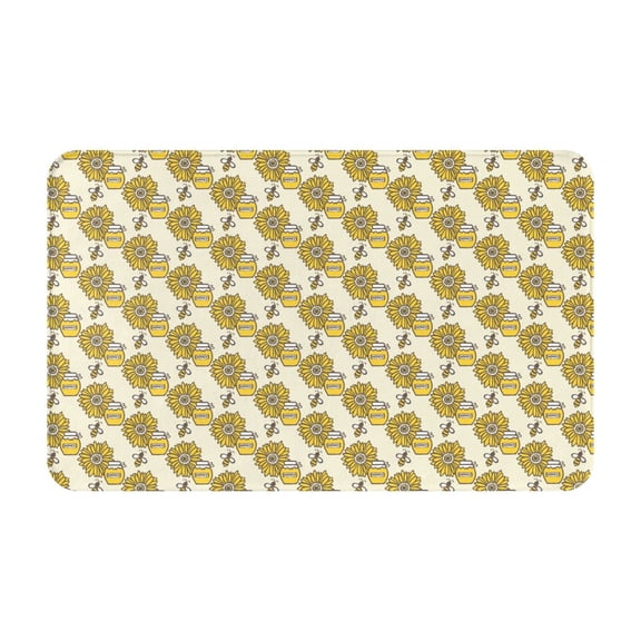Bathroom Rugs Non Slip Washable - Honey Pot Bee Sunflower Kitchen Mats for Floor, Area Rugs for Entryway Rugs Indoor, Laundry Bathroom Room Door Rug with Rubber Backing 20x31.5in