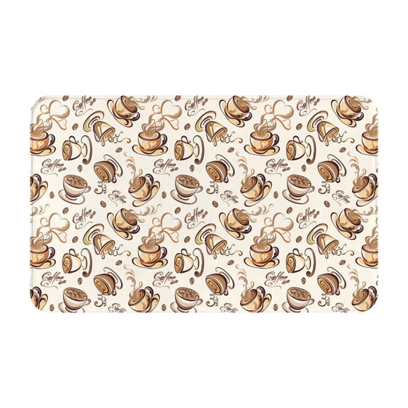 Bathroom Rugs Non Slip Washable - Hot Coffee Print Kitchen Mats for Floor, Area Rugs for Entryway Rugs Indoor, Laundry Bathroom Room Door Rug with Rubber Backing 20x31.5in