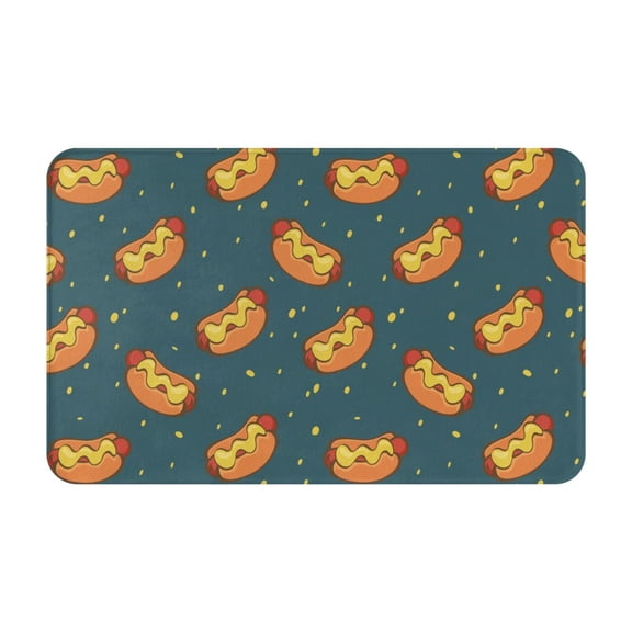 Bathroom Rugs Non Slip Washable - Hot Dog 6 Kitchen Mats for Floor, Area Rugs for Entryway Rugs Indoor, Laundry Bathroom Room Door Rug with Rubber Backing 20x31.5in