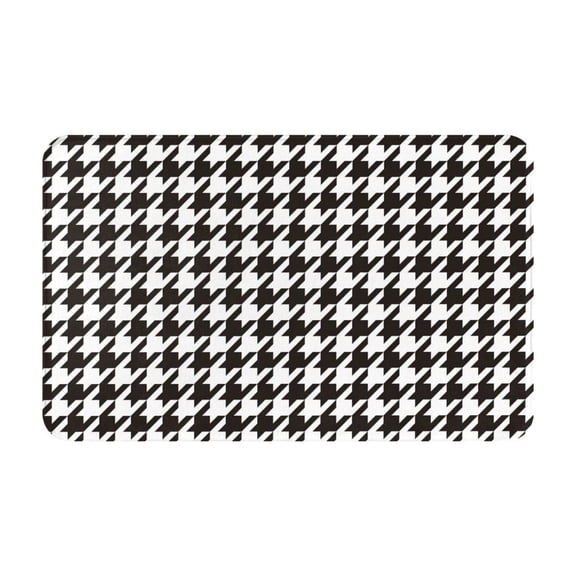 Bathroom Rugs Non Slip Washable - Houndstooth Black And White Kitchen Mats for Floor, Area Rugs for Entryway Rugs Indoor, Laundry Bathroom Room Door Rug with Rubber Backing 20x31.5in