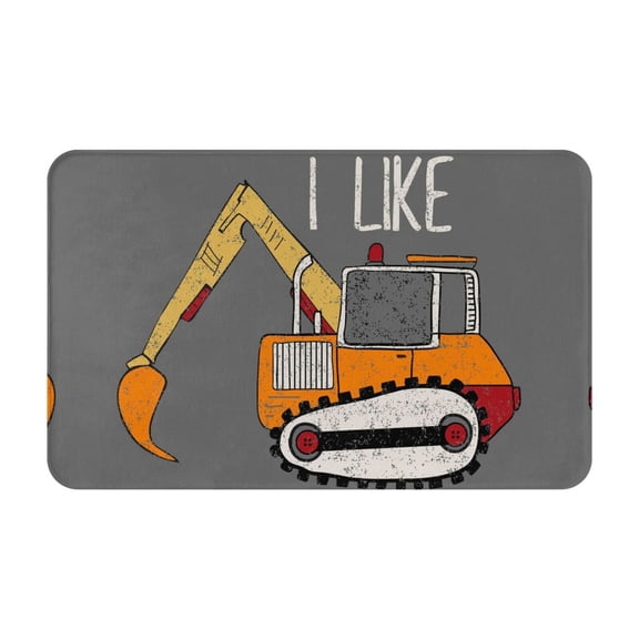 Bathroom Rugs Non Slip Washable - I Like Big Digger Kitchen Mats for Floor, Area Rugs for Entryway Rugs Indoor, Laundry Bathroom Room Door Rug with Rubber Backing 20x31.5in