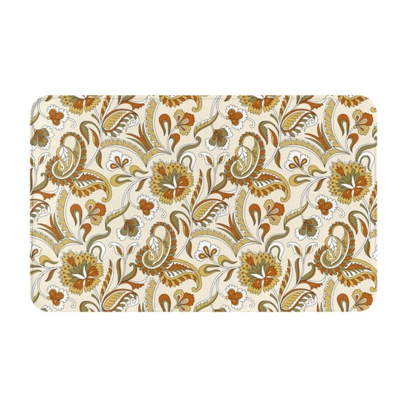 Bathroom Rugs Non Slip Washable - Indian Paisley Kitchen Mats for Floor, Area Rugs for Entryway Rugs Indoor, Laundry Bathroom Room Door Rug with Rubber Backing 20x31.5in