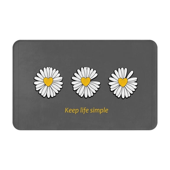 Bathroom Rugs Non Slip Washable - Keep Life Simple Daisy Flower Kitchen Mats for Floor, Area Rugs for Entryway Rugs Indoor, Laundry Bathroom Room Door Rug with Rubber Backing 20x31.5in