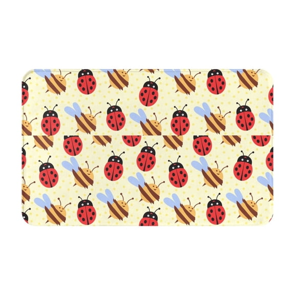 Bathroom Rugs Non Slip Washable - Ladybug And Bee Kitchen Mats for Floor, Area Rugs for Entryway Rugs Indoor, Laundry Bathroom Room Door Rug with Rubber Backing 20x31.5in