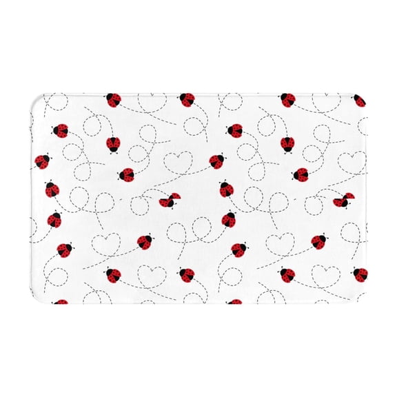 Bathroom Rugs Non Slip Washable - Ladybugs Flying On Dotted Route Kitchen Mats for Floor, Area Rugs for Entryway Rugs Indoor, Laundry Bathroom Room Door Rug with Rubber Backing 20x31.5in