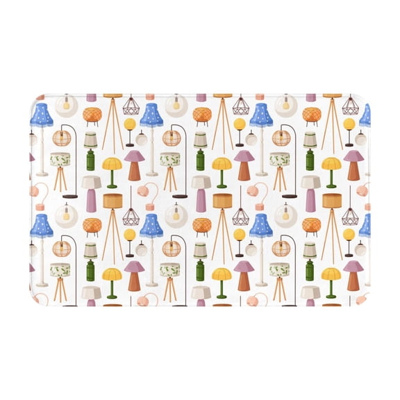 Bathroom Rugs Non Slip Washable - Light Bulb Pattern Urban Kitchen Mats for Floor, Area Rugs for Entryway Rugs Indoor, Laundry Bathroom Room Door Rug with Rubber Backing 20x31.5in