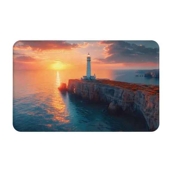 Bathroom Rugs Non Slip Washable - Lighthouse At Sunset Coast Kitchen Mats for Floor, Area Rugs for Entryway Rugs Indoor, Laundry Bathroom Room Door Rug with Rubber Backing 20x31.5in