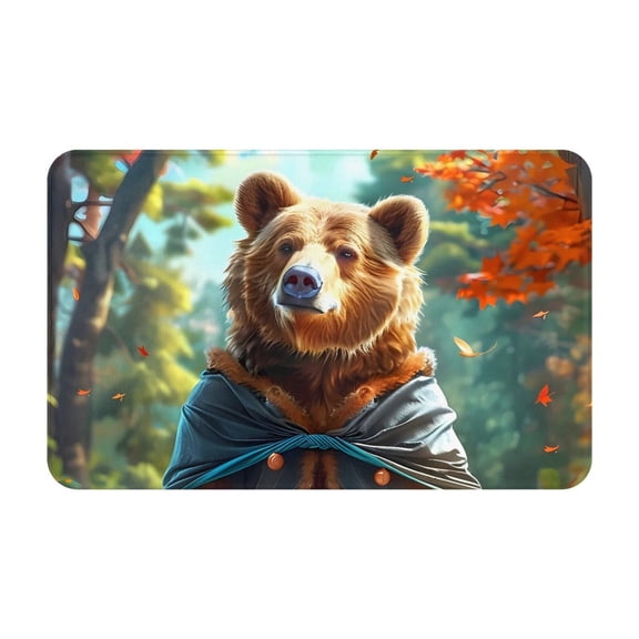 Bathroom Rugs Non Slip Washable - Maple Meditating Bear Kitchen Mats for Floor, Area Rugs for Entryway Rugs Indoor, Laundry Bathroom Room Door Rug with Rubber Backing 20x31.5in