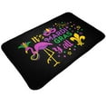 Bathroom Rugs Non Slip Washable Mardi Gras with Flamingo Water